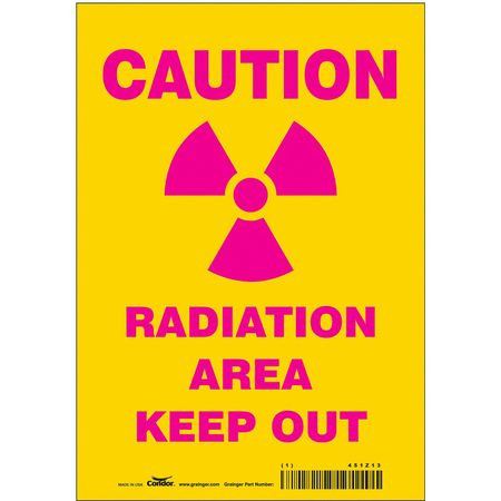 CONDOR USA INC 451Z13 RADIATION SAFETY SIGN VINYL 10 H