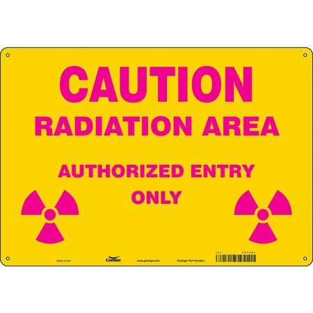 CONDOR USA INC 451Z01 RADIATION SAFETY SIGN ALUMINUM 14 H