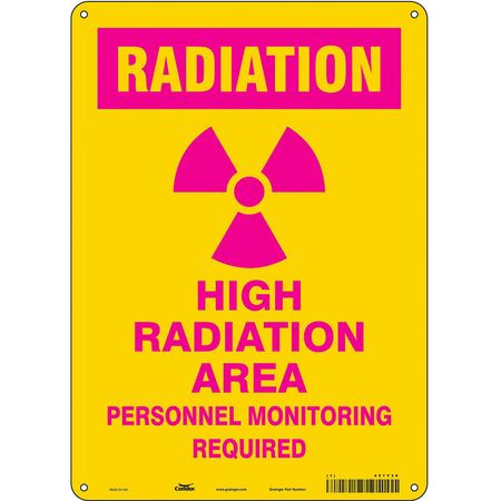 CONDOR USA INC 451Y39 RADIATION SAFETY SIGN ALUMINUM 14 H