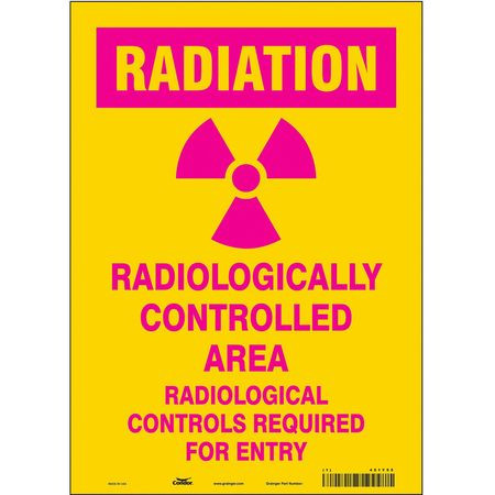 CONDOR USA INC 451Y55 RADIATION SAFETY SIGN VINYL 14 H
