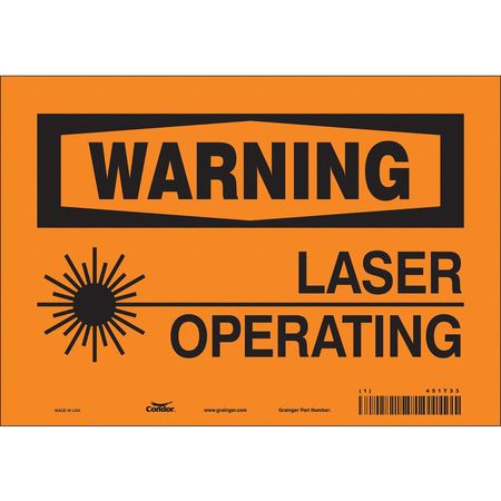 CONDOR USA INC 451T33 LASER WARNING 10 W 7 H 0.004 THICK