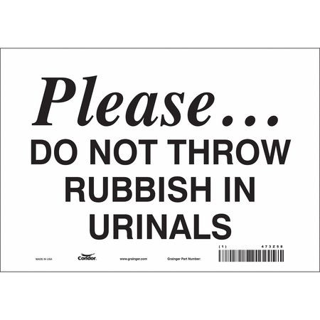 CONDOR USA INC 473Z58 RESTROOM SIGN 10 W 7 H 0.004 THICK