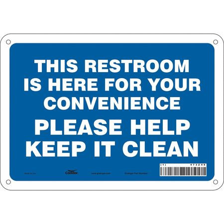 CONDOR USA INC 473Z48 RESTROOM SIGN 10 W 7 H 0.032 THICK