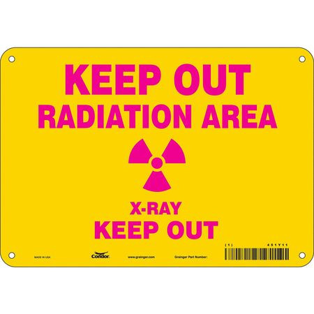 CONDOR USA INC 451Y11 RADIATION SAFETY SIGN ALUMINUM 7 H