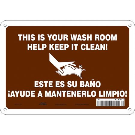 CONDOR USA INC 474A17 RESTROOM SIGN 10 W 7 H 0.032 THICK