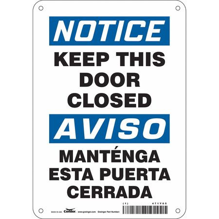 CONDOR USA INC 471Y65 SAFETY SIGN 7 W X 10 H 0.032 THICK