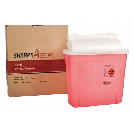 SHARPS ASSURE SA5QU SHARPS CONTAINER,10"W,5 QT.,SNAP LID