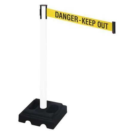 RETRACTA-BELT 332PWH-DKO BARRIER POST YLW/BLK TEXT SQUARE 40IN. H