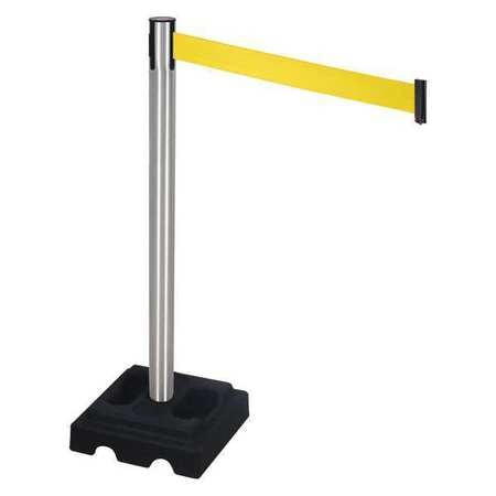 RETRACTA-BELT 332SA-YW BARRIER POST SATIN SS YELLOW BELT SQUARE