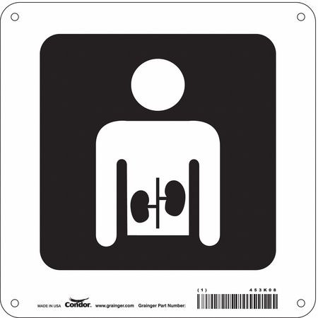 CONDOR USA INC 453K08 HOSPITAL SIGN 8 H X 8 W 0.055 THICK