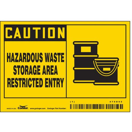 CONDOR USA INC 470D92 SAFETY SIGN 5 W 3-1/2 H 0.004 THICK