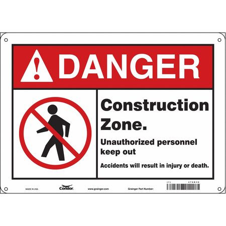 CONDOR USA INC 476K36 SAFETY SIGN,10 INX14 IN,ALUMINUM