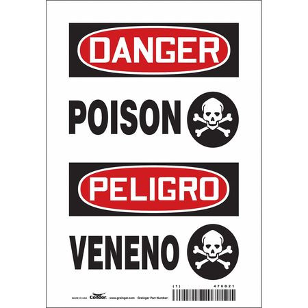 CONDOR USA INC 476D21 SAFETY SIGN,10 IN X 7 IN,VINYL