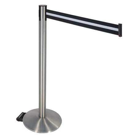 RETRACTA-BELT 334SS-BW BARRIER POST BLACK/WHITE BELT W/WHEELS