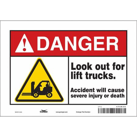 CONDOR USA INC 476R38 SAFETY SIGN,7 IN X 10 IN,VINYL