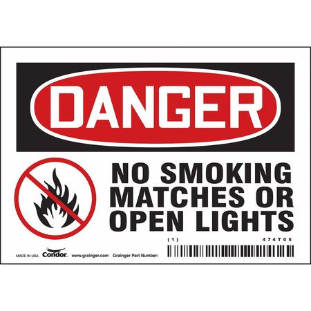 CONDOR USA INC 474T05 SAFETY SIGN 5 W 3-1/2 H 0.004 THICK
