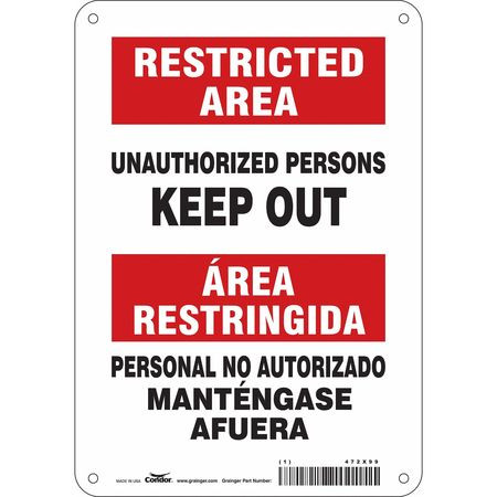 CONDOR USA INC 472X99 SAFETY SIGN,10 IN X 7 IN,ALUMINUM