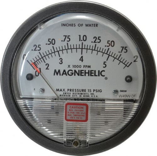 DWYER INSTRUMENTS 2002AV PRESSURE GAUGE 0 TO 2 WC