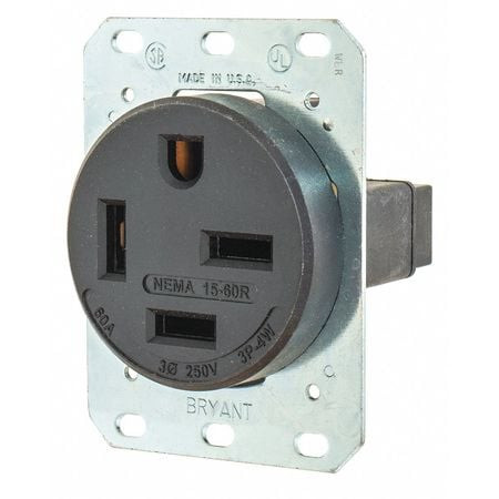 BRYANT 8460FR RECEPTACLE BLACK 60A 10.0 HP 3 POLES