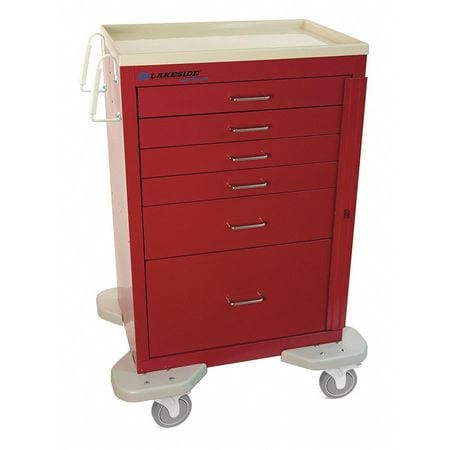 LAKESIDE C-630-B-1R MEDICAL CART RED CABINET