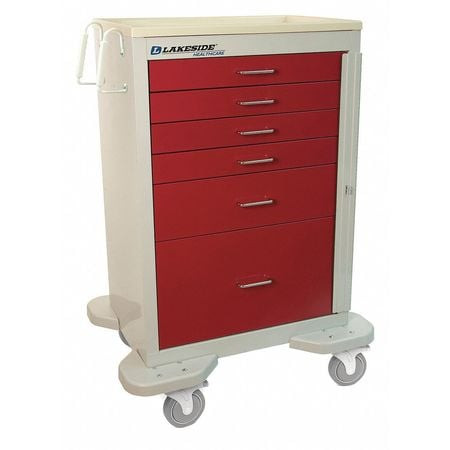 LAKESIDE C-630-B-2R MEDICAL CART RED CABINET