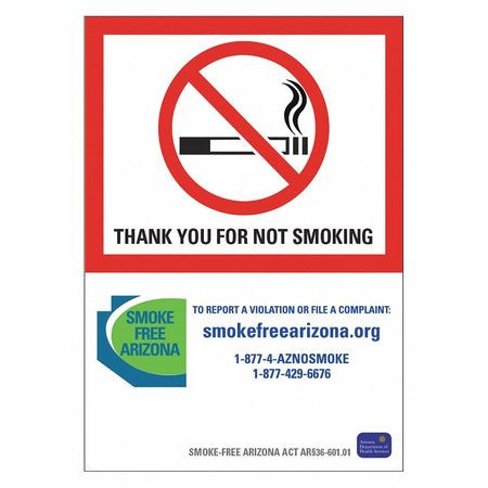 LYLE LCU1-0187-RA_7x10 NO SMOKING SIGN 7 W 10 H 0.040 THICK