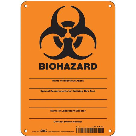 CONDOR USA INC 447W83 BIOHAZARD SIGN 7 W 10 H 0.032 THICK