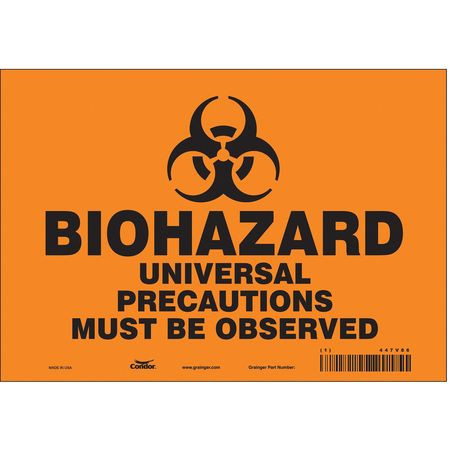 CONDOR USA INC 447V86 BIOHAZARD SIGN 10 W 7 H 0.004 THICK