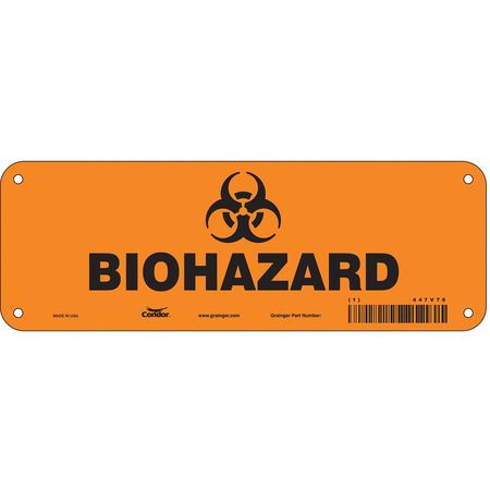 CONDOR USA INC 447V76 BIOHAZARD SIGN 10 W 3-1/2 H 0.032 THICK