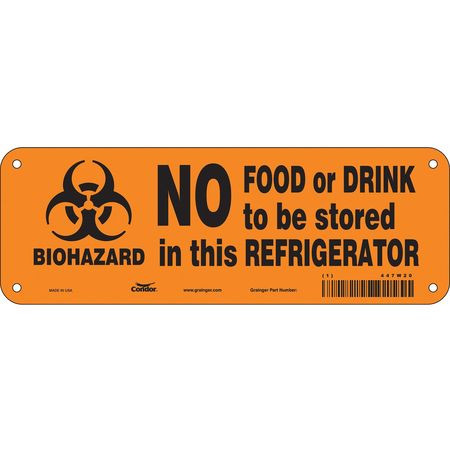 CONDOR USA INC 447W20 BIOHAZARD SIGN 10 W 3-1/2 H 0.032 THICK