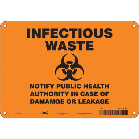 CONDOR USA INC 447W69 BIOHAZARD SIGN 10 W 7 H 0.055 THICK