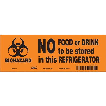 CONDOR USA INC 447W22 BIOHAZARD SIGN 10 W 3-1/2 H 0.004 THICK