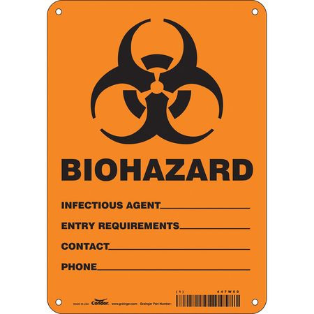 CONDOR USA INC 447W50 BIOHAZARD SIGN 7 W 10 H 0.055 THICK