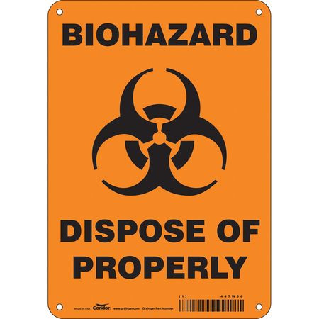 CONDOR USA INC 447W56 BIOHAZARD SIGN 7 W 10 H 0.055 THICK