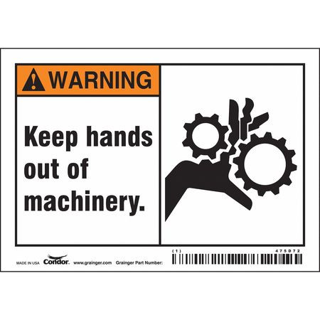 CONDOR USA INC 475D72 SAFETY SIGN 5 W 3-1/2 H 0.004 THICK