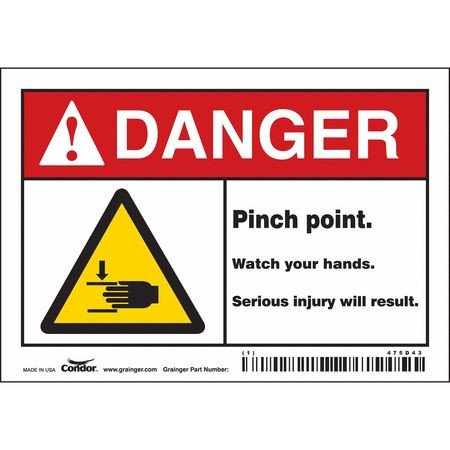 CONDOR USA INC 475D43 SAFETY SIGN 5 W 3-1/2 H 0.004 THICK