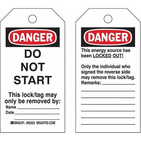 BRADY SPC ABSORBENTS 133498 LOCKOUT TAG 5-3/4 H 3 W PAPER