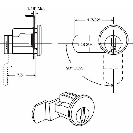 GRAINGER GLOBAL SOURCING 97-76 MAILBOX LOCK,FOR 4C PEDESTAL MAILBOXES