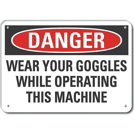 LYLE LCU4-0625-NP_10X7 DECAL DANGER WEAR YOUR GOGGLES 10X7 