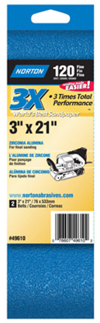 NORTON 07660702225 2PK 3X21 120G SAND BELT