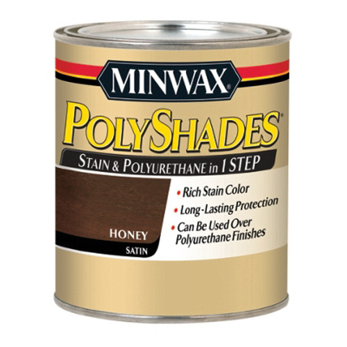 MINWAX 213964444 STAIN WOOD POLYU SATIN HONEY