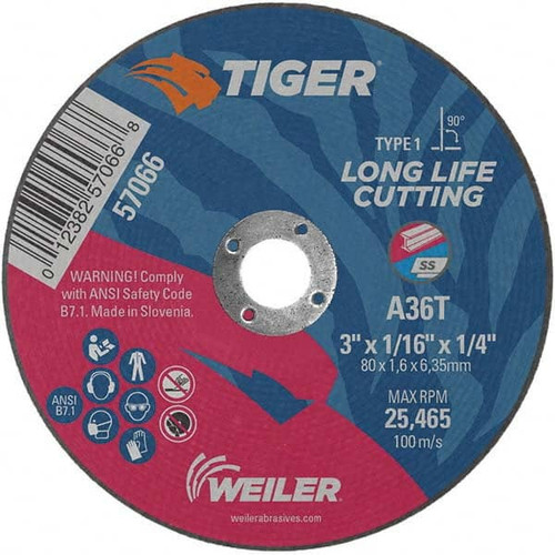 WEILER CORPORATION 57066 3 X 1/16, 1/4" HOLE 36 GRIT ALUMINUM OXI