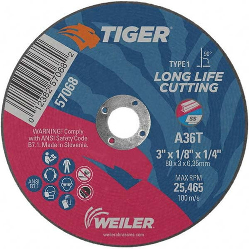 WEILER CORPORATION 57068 3 X 1/8, 1/4" HOLE 36 GRIT ALUMINUM OXID