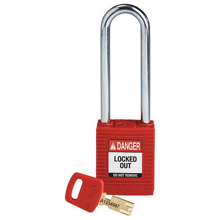 BRADY SPC ABSORBENTS NYL-RED-76ST-KD NYLON PADLOCK RED 76MM STEEL SHKL KD