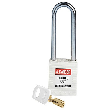 BRADY SPC ABSORBENTS NYL-WHT-76ST-KD NYLON PADLOCK WHT 76MM STEEL SHKL KD