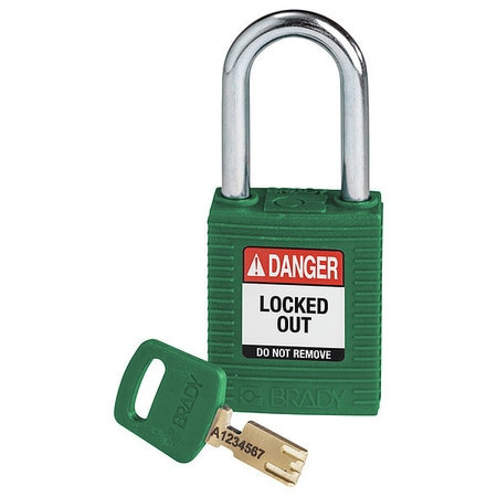 BRADY SPC ABSORBENTS NYL-GRN-38ST-KD NYLON PADLOCK GREEN 38MMSTEEL SHKL KD