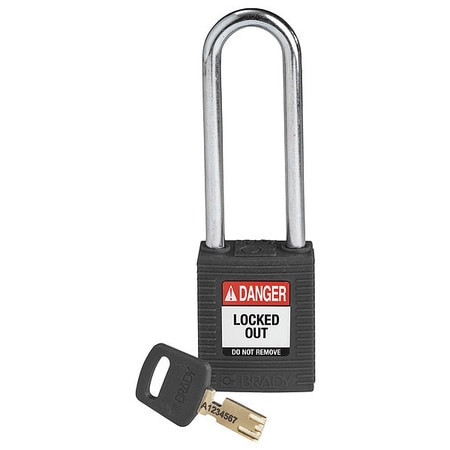 BRADY SPC ABSORBENTS NYL-BLK-76ST-KD NYLON PADLOCK BLK 76MM STEEL SHKL KD