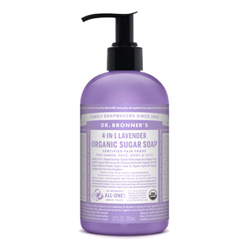 DR. BRONNER'S SD0501 ORGANIC SUGAR SOAP, 4-IN-1, LAVENDER, 12 DR. BRONNER'S SD0501 ORGANIC SUGAR SOAP, 4-IN-1, LAVENDER, 12