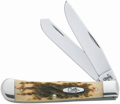 W R CASE & SONS CUTLERY CO 00164 TRAPPER KNIFE, STAINLESS STEEL/AMBER BON