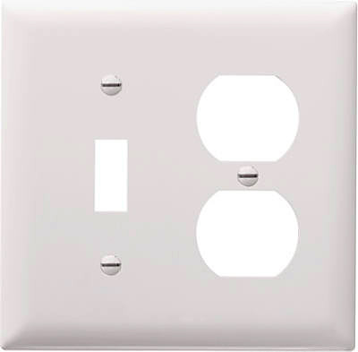 PASS & SEYMOUR TP18WCC12 WHITE 1-TOGGLE & 1-DUPLEX NYLON WALL PLA